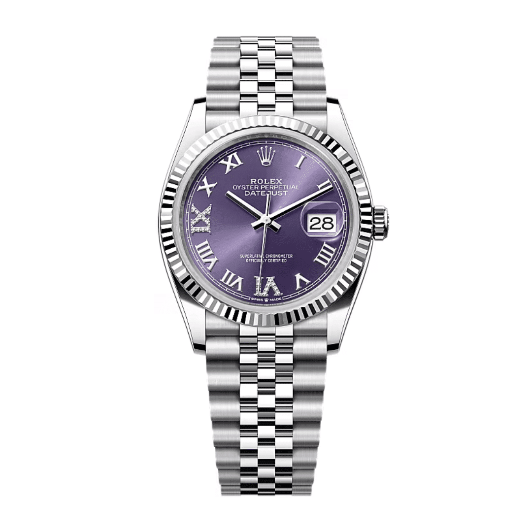 Rolex Datejust Purple Roman Dial Replica