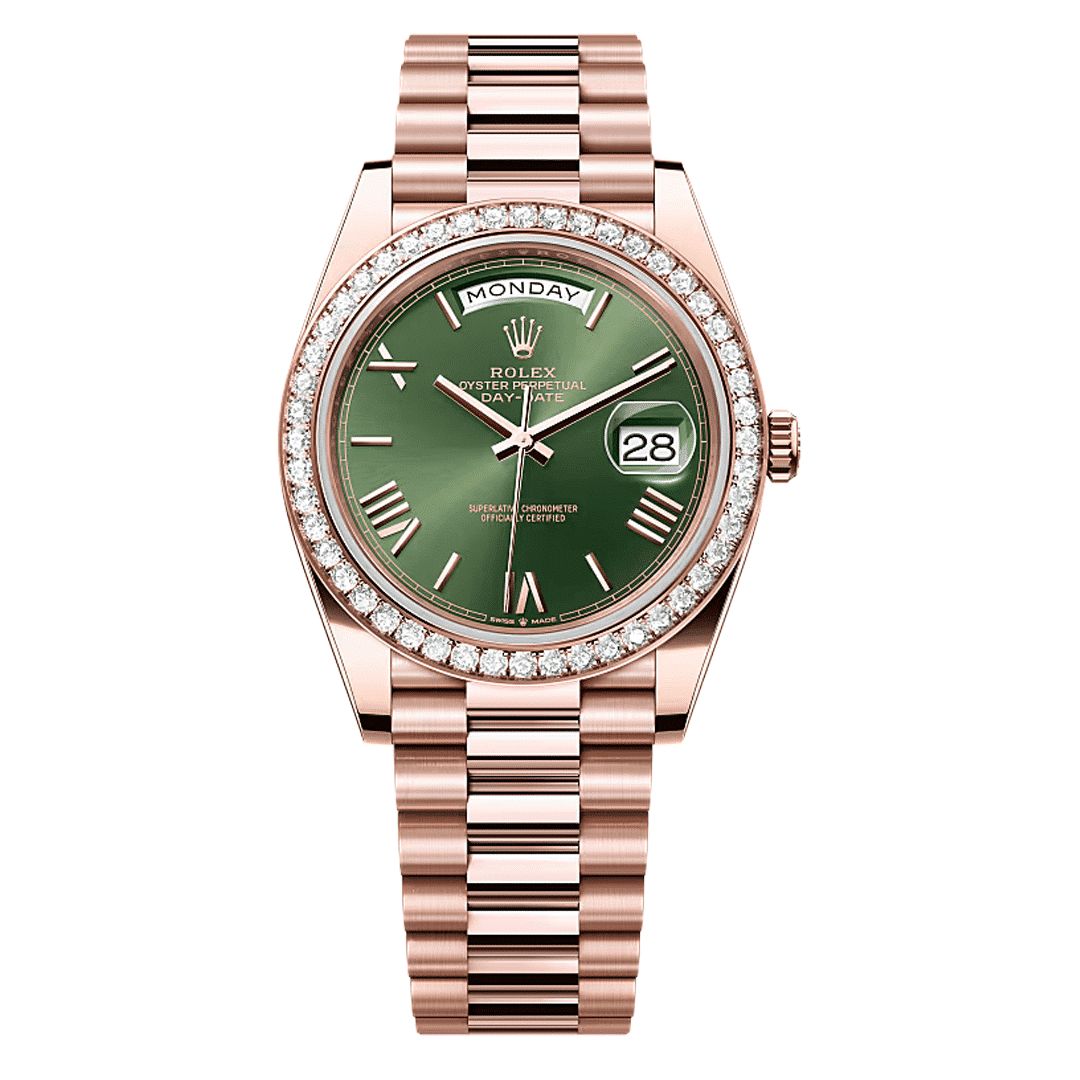 Rolex Day-Date Rose Gold Diamond Bezel Replica