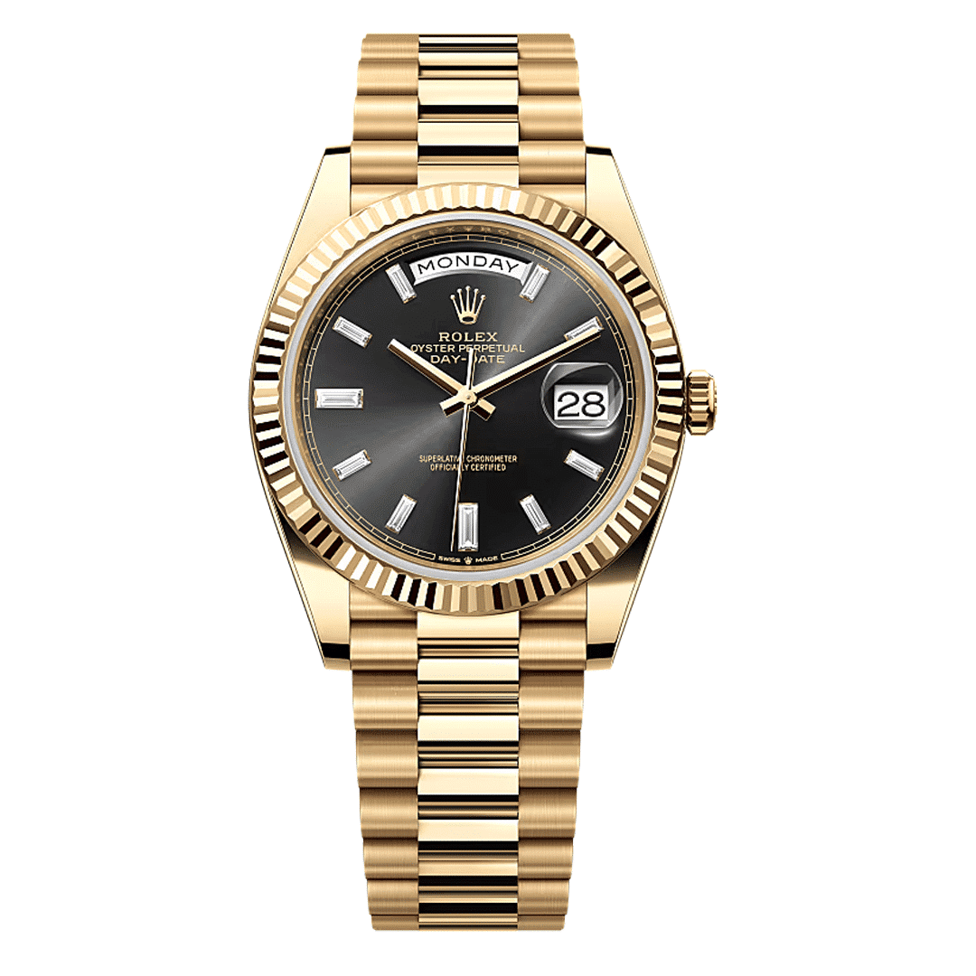Rolex Day-Date Yellow Gold Black Diamond Dial Replica