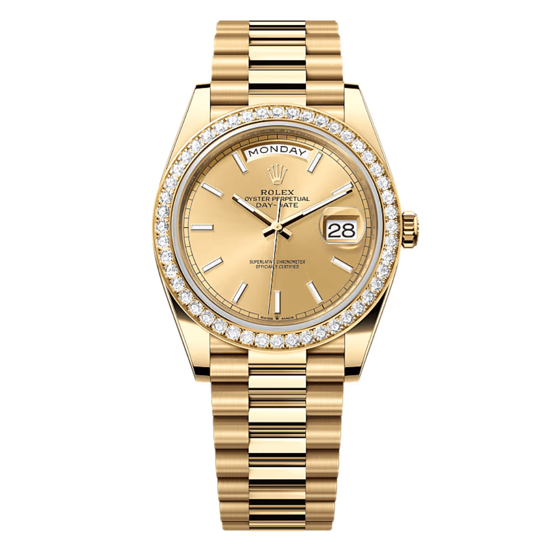 Rolex Day-Date Yellow Gold Diamond Bezel Gold Dial Replica