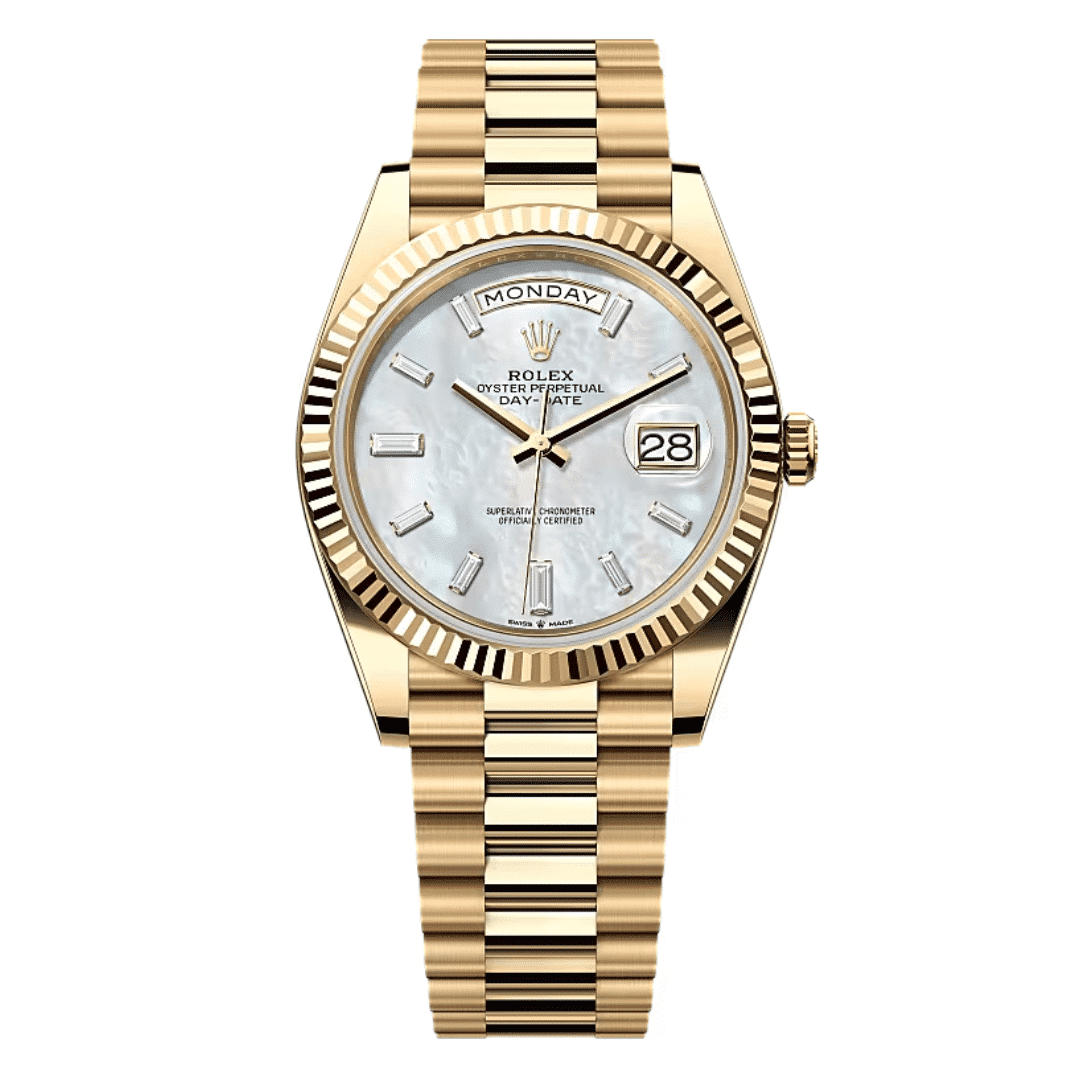Rolex Day-Date Yellow Gold MOP Baguette Dial Replica